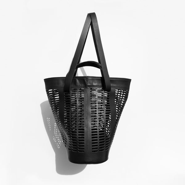 Modern Weaving Black Infinity Handle Basket Tote | Kindred