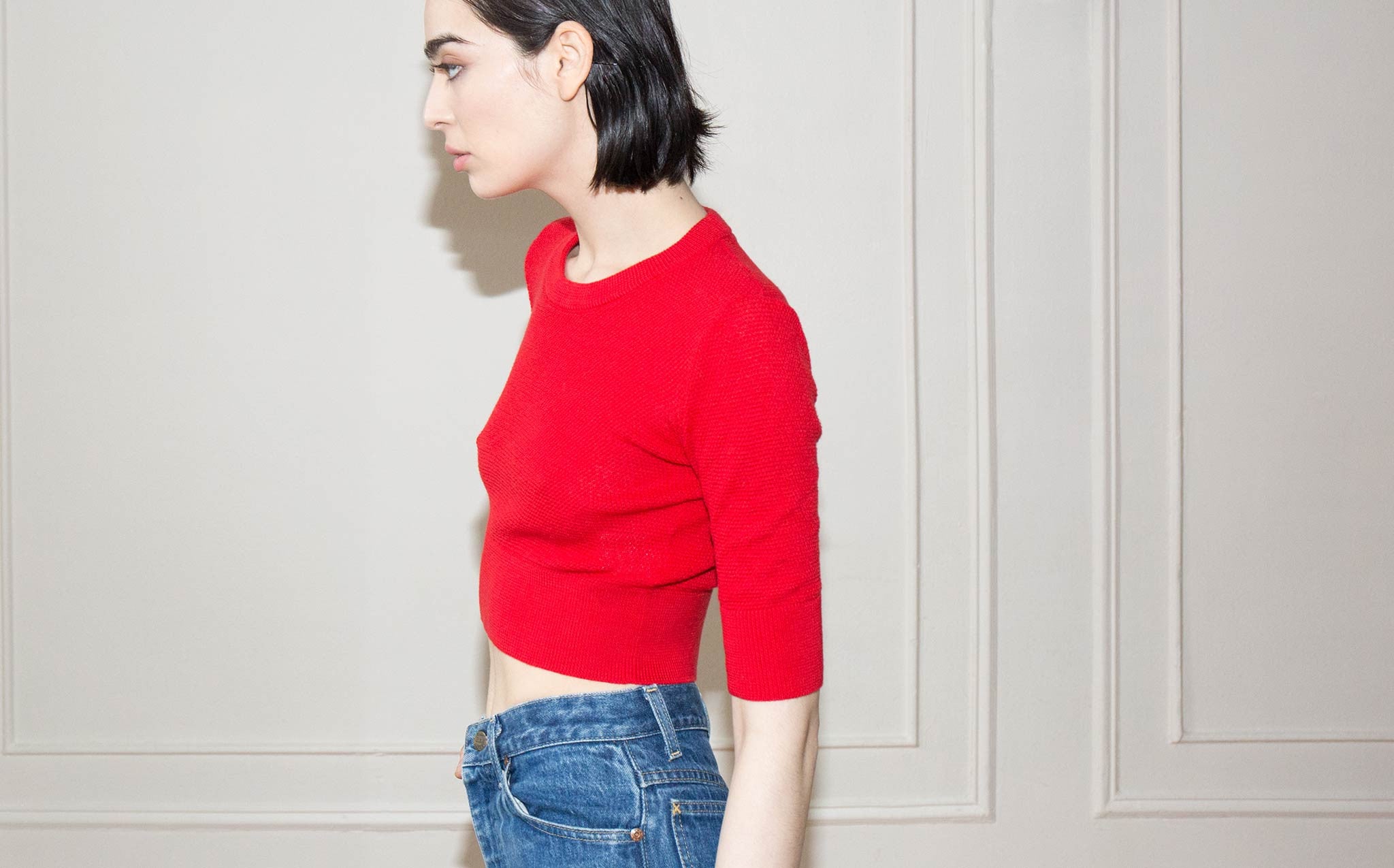 Hesperios Camille Poppy Red Crop Top Kindred Black