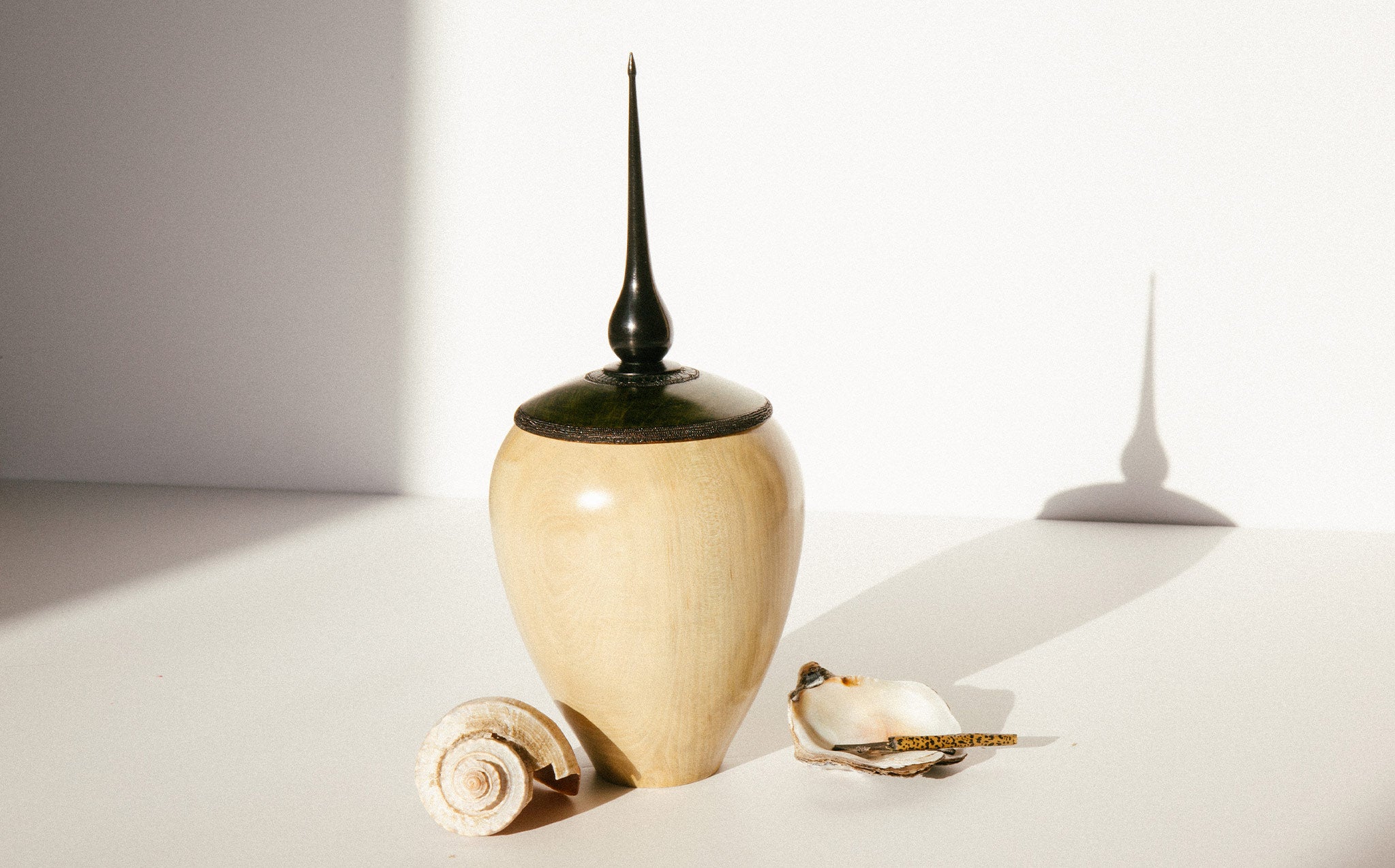 Bruce Perlmutter Hand Lathed Holly Vessel With Pyrography